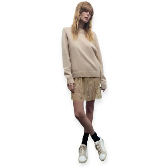 ZARA | White | ANIMAL PRINT TRIM SNEAKERS - Picture 9 of 10